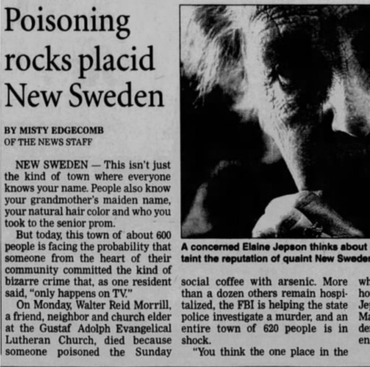 The New Sweden, Maine Church Poisonings Dark Downeast