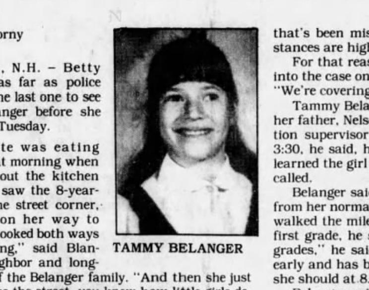 Tammy Lynn Belanger Newspaper Article