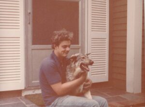 John Donaldson with his dog, 1977.