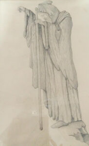 An unfinished drawing by Peggy Flynn inspired by a Led Zeppelin album cover.