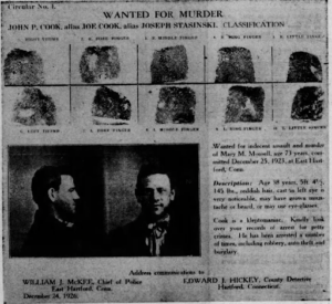 Law enforcement circular for John P. Cook, December 24, 1926.