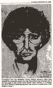 Composite sketch of person believed to be seen talking with Amy in a parking lot.