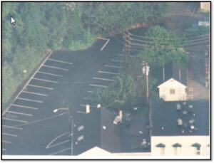 Aerial view of the parking lot where Joan’s body was found in Westport, CT.