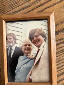 Patrick and his grandmother, Daphna Petersen, and stepfather, Bill Riordan