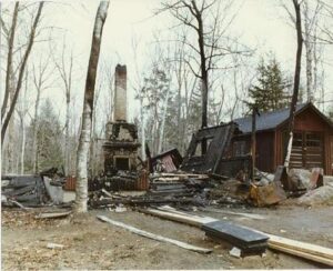 The Dedham cabin after the fire, courtesy: Leola Cochran