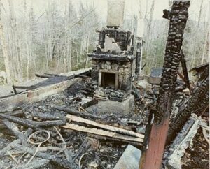 The Dedham cabin after the fire, courtesy: Leola Cochran