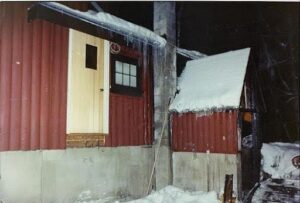 The rear door of Dedham cabin before the fire, courtesy: Leola Cochran
