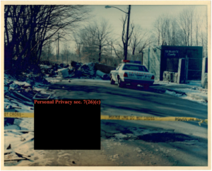 Redacted scene photo, source: Commonwealth v. Lennox David James Jr. Suffolk County District Attorney’s Office case file
