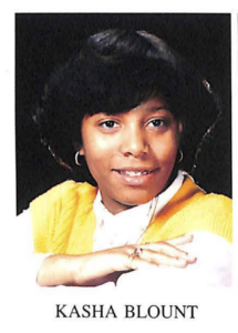 Kasha Blount’s senior photo, source: St. Gregory Yearbook, 1988