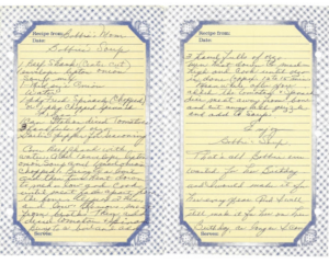Bobbie’s mother prepared this spinach soup recipe for Bobbie every year on her birthday. Source: The family of Bobbie Miller