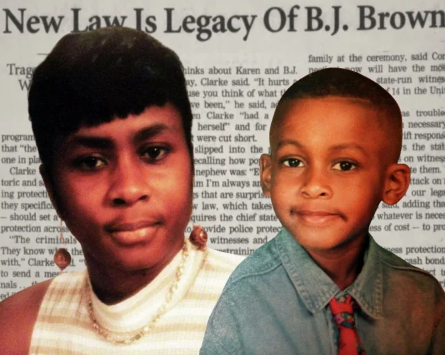 The mother and son had just gotten home from a trip to the store when they heard the doorbell ring. As Karen Clarke turned the doorknob to see who was on the other side, she and her son B.J. Brown were ambushed and gunned down in their own home. 
This case has eye witnesses, it has clear and critical evidence, it has a strong motive, and while the case has an ending…it may not have received justice in its entirety.